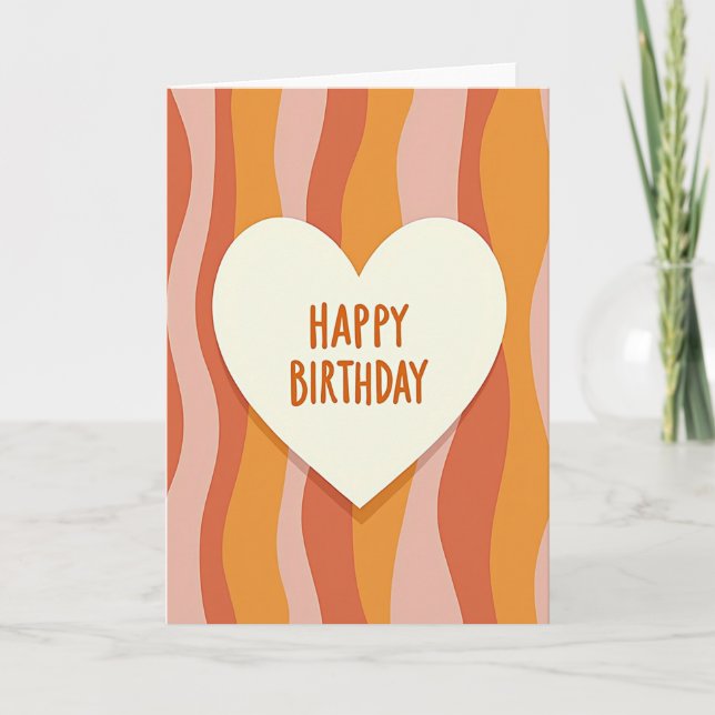 Carte d'anniversaire Rétro Cœur (Devant)