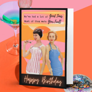 Carte d'anniversaire rétro drôle Meilleure amie-Im