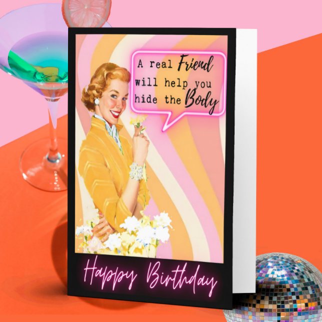 Carte d'anniversaire rétro drôle Meilleure amie-Im (Créateur téléchargé)