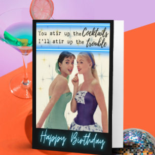 Carte d'anniversaire rétro drôle Meilleure amie-Im