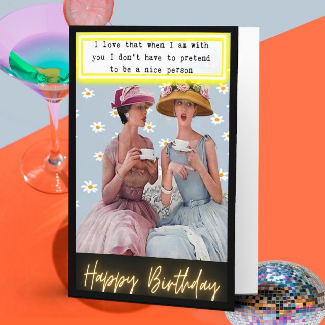 Carte d'anniversaire rétro drôle Meilleure amie-Sa (Créateur téléchargé)