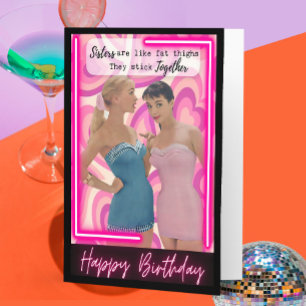 Carte d'anniversaire rétro drôle pour meilleure am