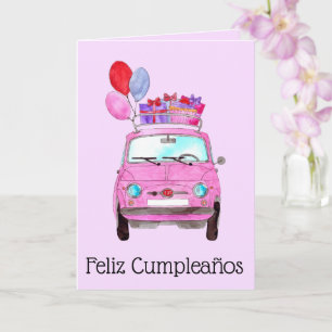 Carte d'anniversaire rétro Fiat 500 espagnole