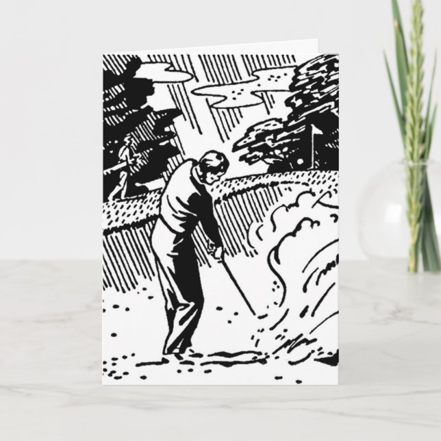 Carte d'anniversaire Retro Golfer Sand Trap (Devant)