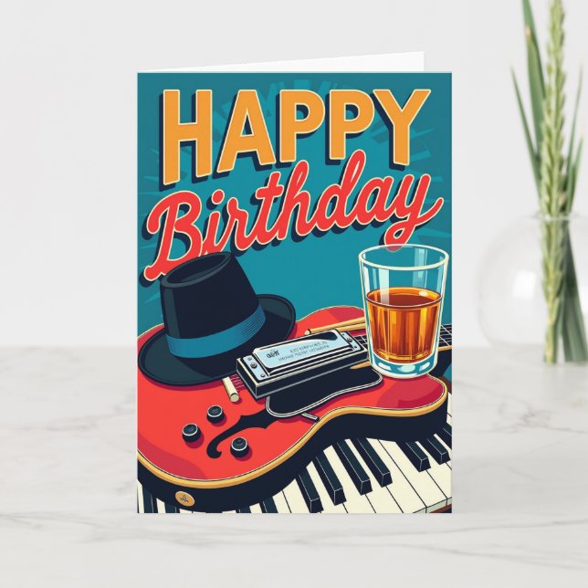 Carte d'anniversaire rétro illustrée (Devant)