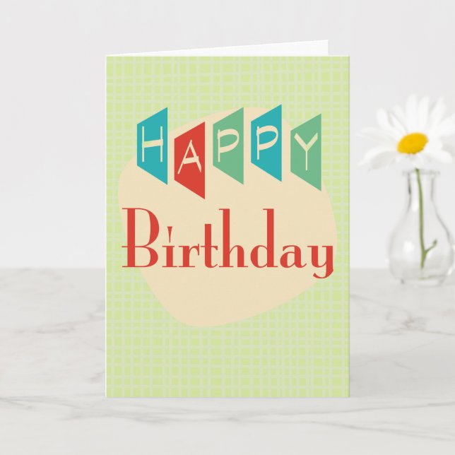 Carte d'anniversaire rétro milieu de siècle modern (Petite plante)