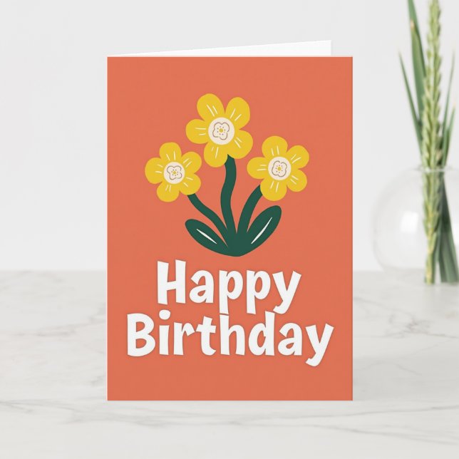 Carte d'anniversaire rétro orange (Devant)