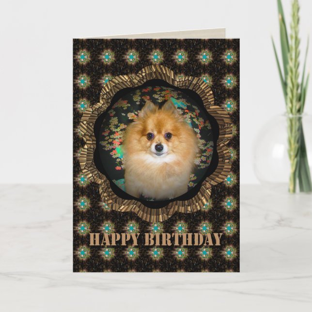 Carte d'anniversaire Retro Pomeranian (Devant)