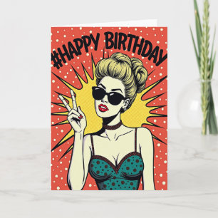 Carte d'anniversaire rétro pour fille
