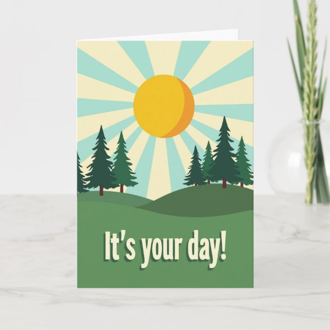Carte d'anniversaire rétro soleil (Devant)