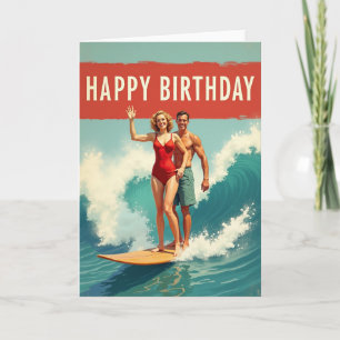Carte d'anniversaire Rétro Surf