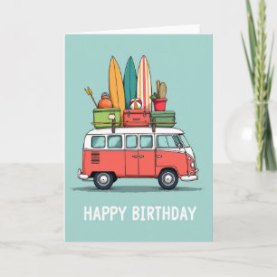 Carte d'anniversaire Rétro Van