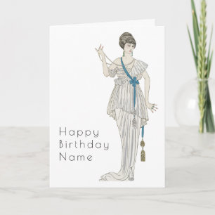 Carte d'anniversaire Retro Woman Toga Robe Art Déc
