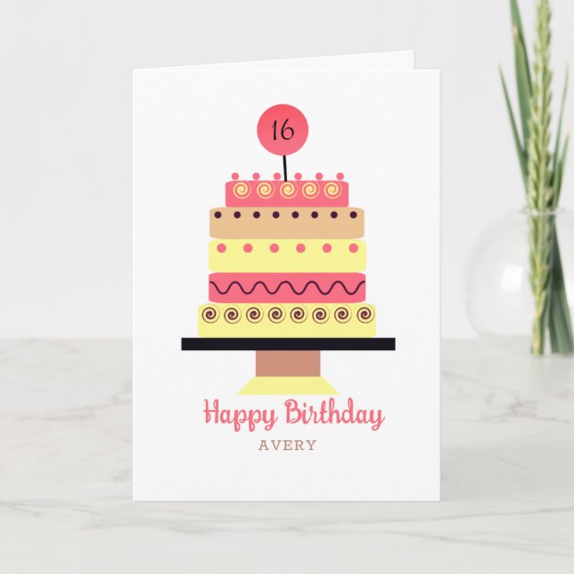 Carte d'anniversaire Retro Yummy Tall Cake (Devant)