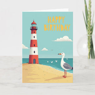 Carte d'anniversaire Rivage d'oiseaux marins