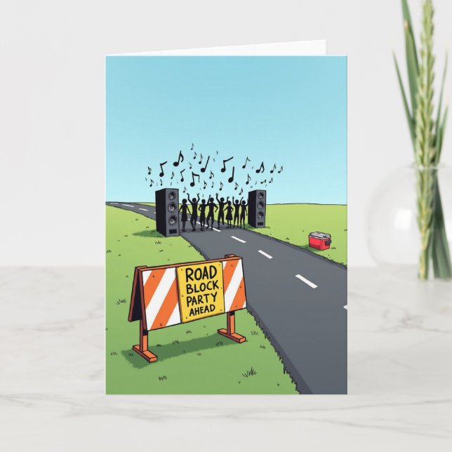 Carte d'anniversaire Road Block (Devant)