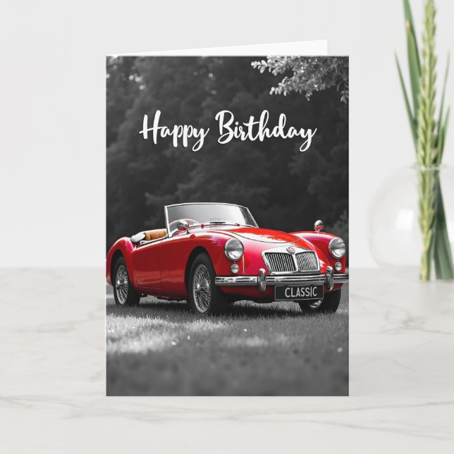 Carte d'anniversaire Roadster Rouge (Devant)