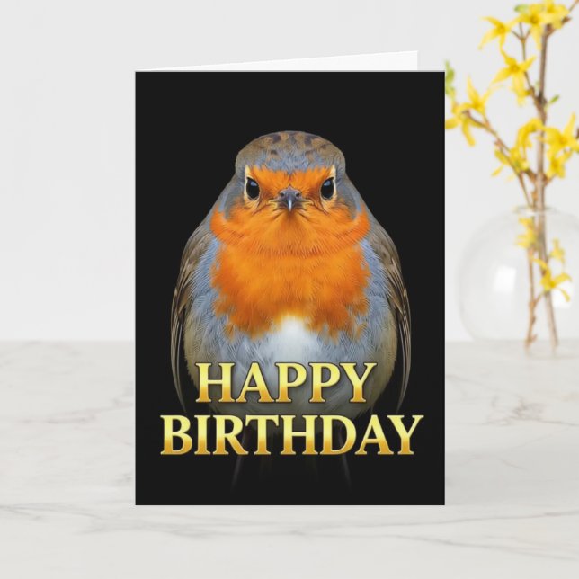 CARTE D'ANNIVERSAIRE ROBIN BOLD DISTINCT GROS PLAN (Fleur jaune)