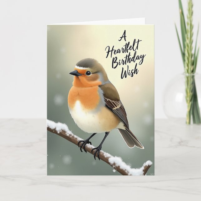 Carte d'anniversaire Robin d'hiver (Devant)