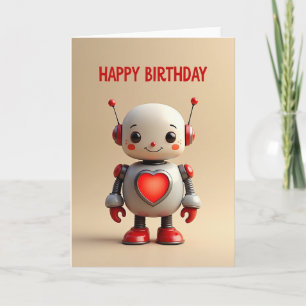 Carte d'anniversaire robot cœur