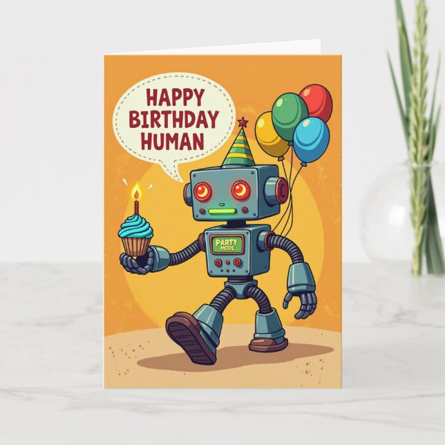 Carte d'anniversaire Robot Cupcake (Devant)