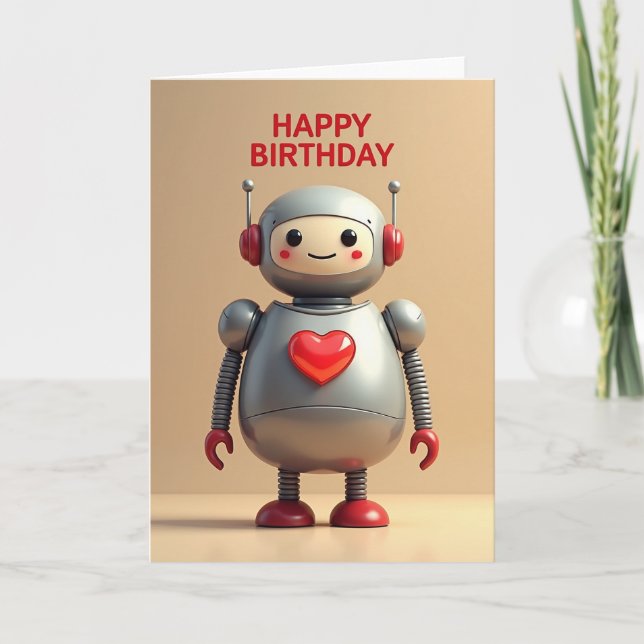 Carte d'anniversaire Robot Sucré (Devant)