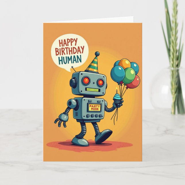 Carte d'anniversaire Robot Sucré (Devant)