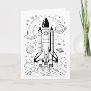 Carte d'anniversaire Rocket pour enfants - COLORIE