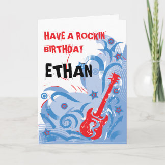 Carte d'anniversaire Rockin' guitare rouge blanc &
