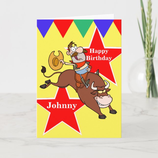 Carte d'anniversaire Rodeo Cowboy Bull Rider (Devant)