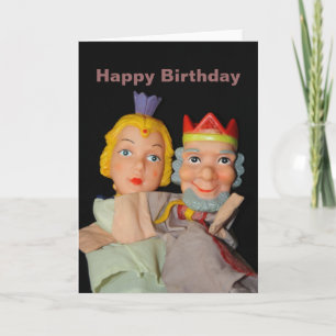 Carte d'anniversaire Roi et Reine Marionnettes