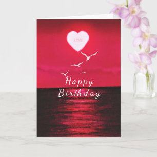 Carte d'anniversaire romantique avec Sunset Love H