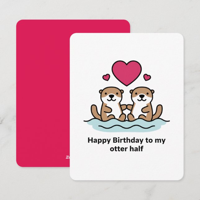 Carte d'anniversaire romantique de loutre animale  (Devant / Derrière)