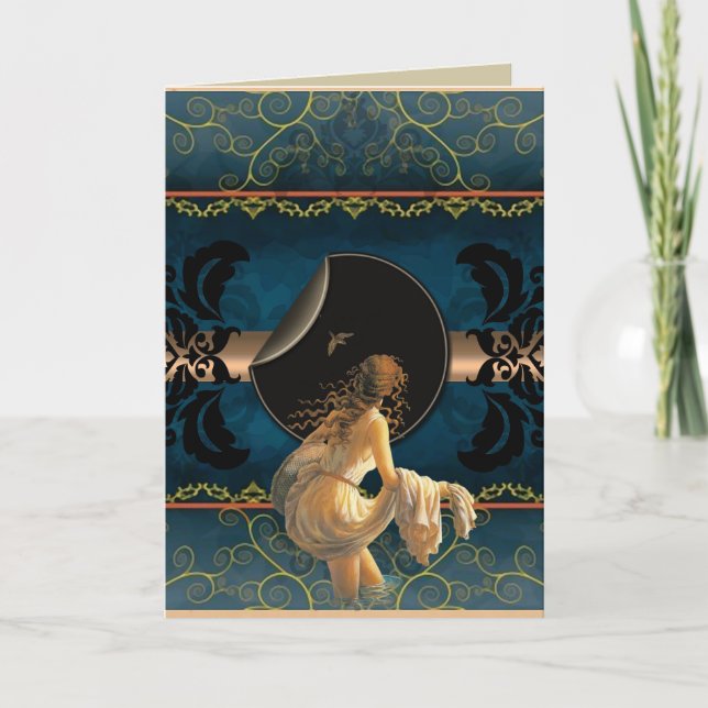 Carte d'anniversaire romantique - Femme dans l'eau (Devant)