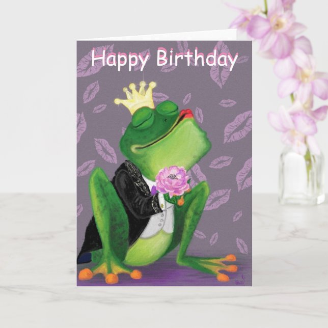 Carte d'Anniversaire Romantique Frog Prince Love F (Orchidée)