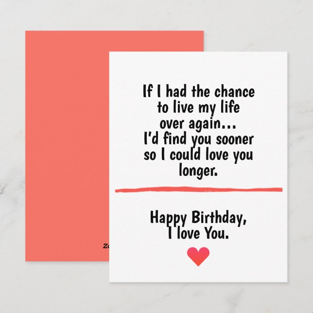 Carte d'anniversaire romantique « Je t'aime » pour (Devant / Derrière)
