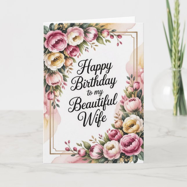 Carte d'anniversaire romantique joyeuse pour femme (Devant)