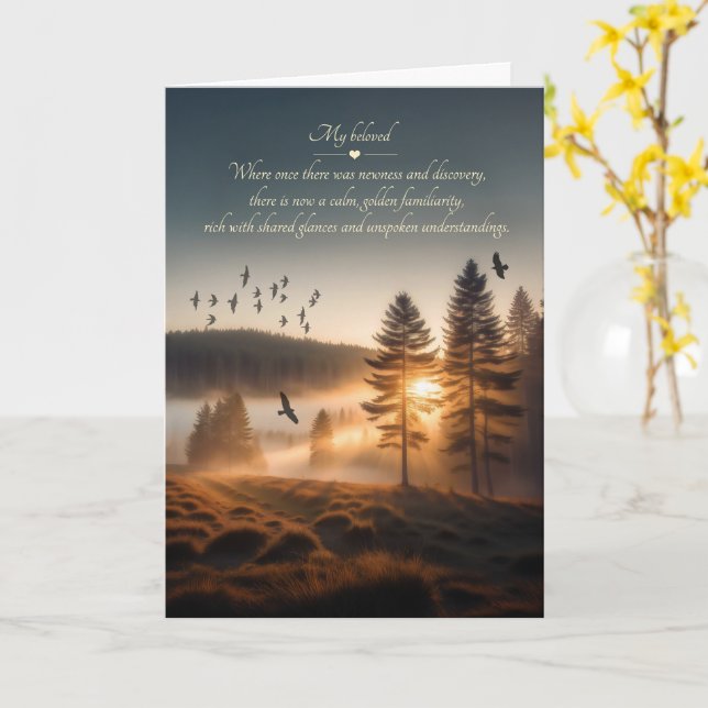 Carte d'anniversaire romantique lever de soleil Pi (Fleur jaune)