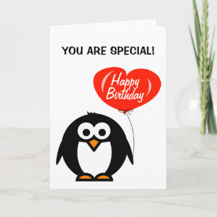 Carte d'anniversaire romantique manchot et ballo