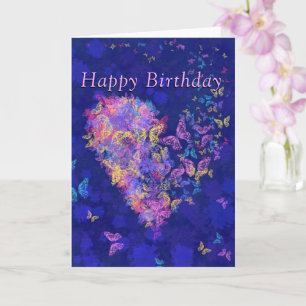 Carte d'anniversaire romantique Papillon Coeur amo
