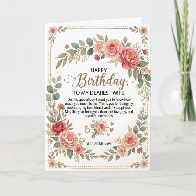 Carte d'anniversaire romantique pour femme (Devant)