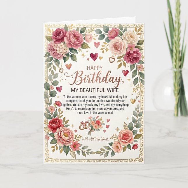 Carte d'anniversaire romantique pour femme (Devant)