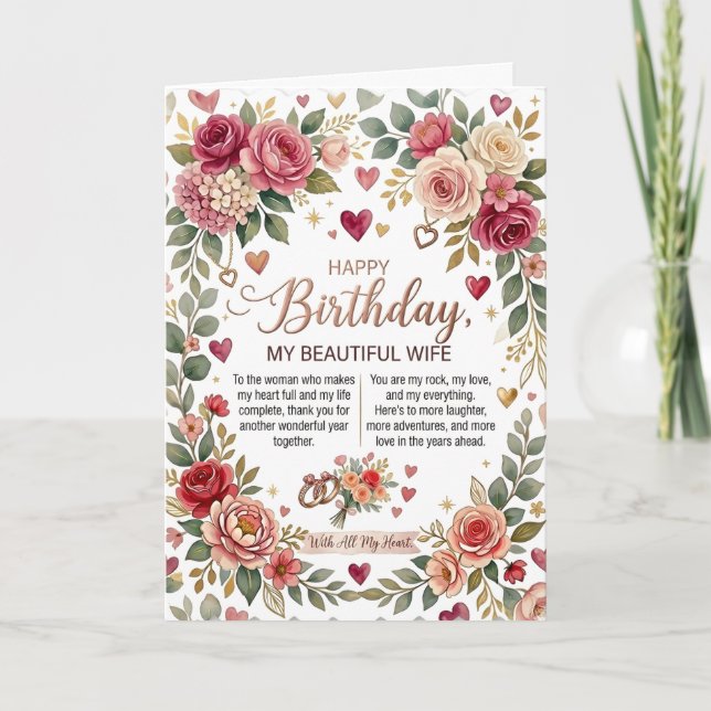 Carte d'anniversaire romantique pour femme (Devant)