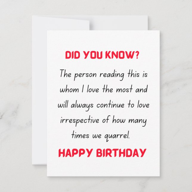 Carte d'Anniversaire Romantique pour Lui et Elle (Devant)