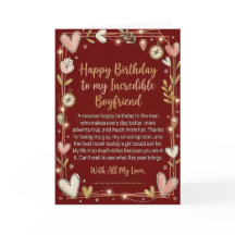 Carte d'anniversaire romantique pour petit ami rou