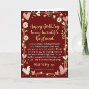 Carte d'anniversaire romantique pour petit ami rou