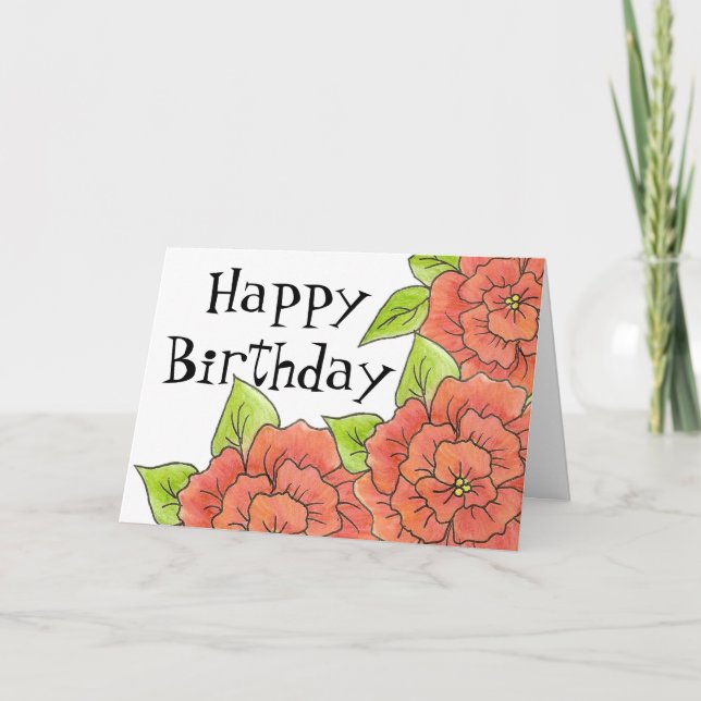 Carte d'anniversaire rose (Devant)