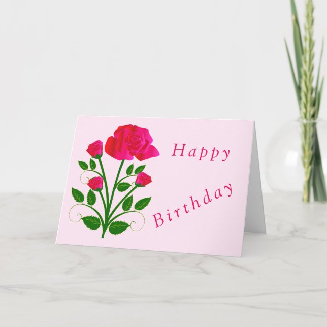 Carte d'anniversaire rose (Devant)
