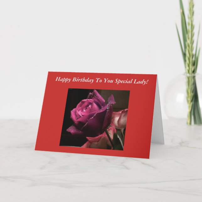 Carte d'anniversaire rose (Devant)