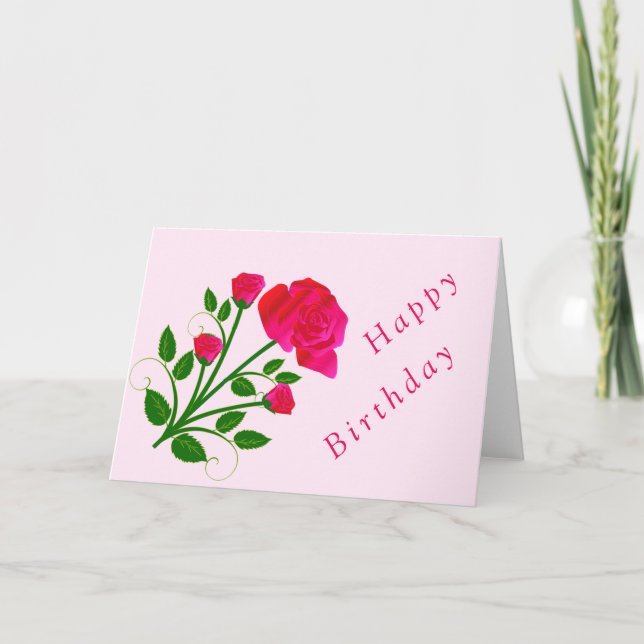 Carte d'anniversaire rose (Devant)